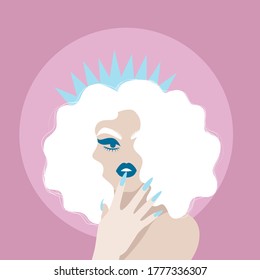 vector illustration portrait of blond woman drug queen