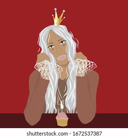vector illustration portrait of blonde birthday princess