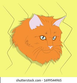 vector illustration of a portrait of a cat on a colored background, bright background, vector
