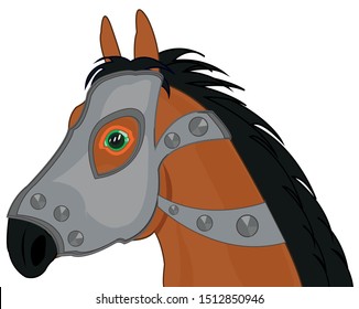 Vector illustration of the portrait combat in protection from steels
