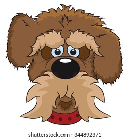 Vector illustration. Portrait of cute cartoon dog.