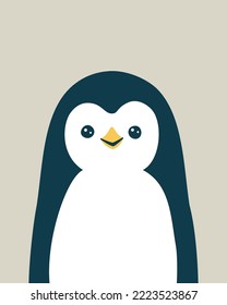 Vector illustration portrait of a cute penguin