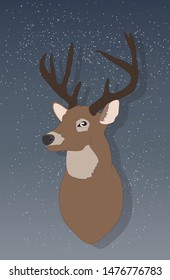 vector illustration portrait of a deer on a colored background, vector