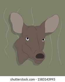 vector illustration portrait of a deer on a colored background, vector