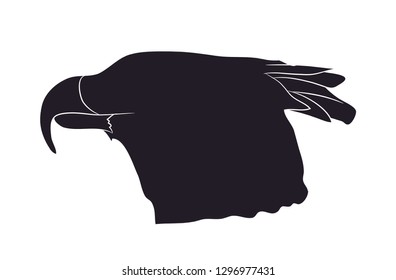 vector illustration of a portrait of an eagle, silhouette, vector, white background