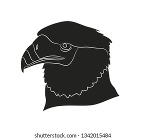 vector illustration of a portrait of an eagle, silhouette, vector, white background