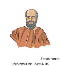 Vector illustration portrait of Eratosthenes. He was an ancient greek mathematician, geographer, astronomer and philosopher.