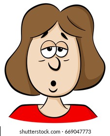 vector illustration of a portrait of an exhausted cartoon woman