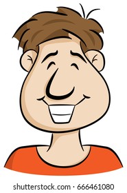 vector illustration of a portrait of a grinning cartoon man