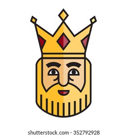 Vector illustration. Portrait of a king with a beard and golden crown