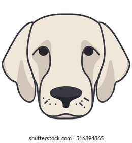 Vector Illustration Portrait of Labrador. Dog isolated. Flat design. Color vector icon illustration. 