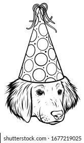 Imagen vectorial retrato de Labrador Recuperador cachorro en ese sombrero.