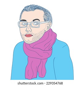 Vector illustration with portrait of men