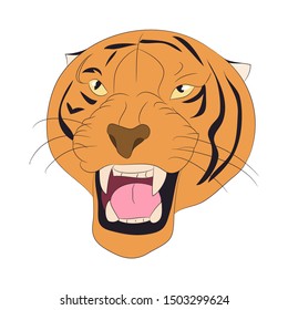 vector illustration portrait of an orange tiger, vector, white background