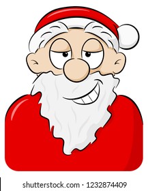 vector illustration of a portrait of a playfully grinning Santa Claus