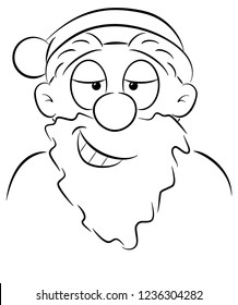 vector illustration of a portrait of a playfully grinning Santa Claus