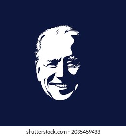 A vector illustration portrait of President Joe Biden. Face smile. Flip Flop style