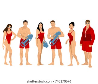 Vector illustration of a portrait of a rescue team