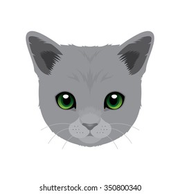 Vector Illustration Portrait of Russian Blue Cat