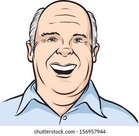 Vector illustration portrait of a smiling bald man. Easy-edit layered vector EPS10 file scalable to any size without quality loss. High resolution raster JPG file is included.