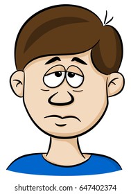 vector illustration of a portrait of an sorrowful cartoon man