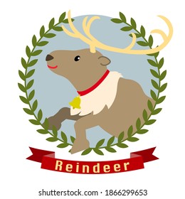 Vector illustration of portrait style reindeer icon