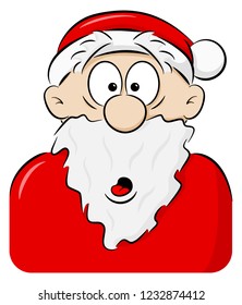 vector illustration of a portrait of a surprised Santa Claus