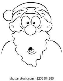 vector illustration of a portrait of a surprised Santa Claus