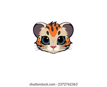 Vector illustration of a portrait of a tiger cub with sad eyes