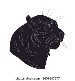 vector illustration portrait tiger drawing silhouette, vector, white background