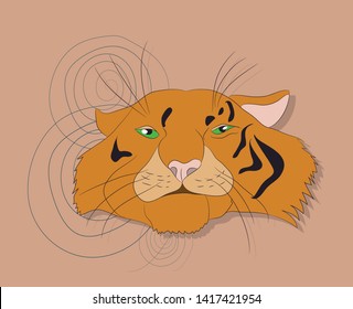 vector illustration portrait of a tiger on a background, vector
