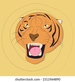 vector illustration portrait of a tiger on a background, vector