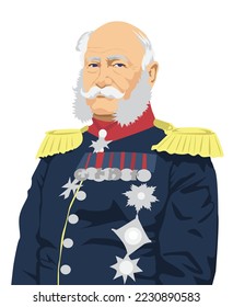 Vector illustration portrait of William I, German Emperor