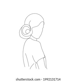 Vector illustration portrait woman . Boho style, Line art logo, Minimalistic symbol