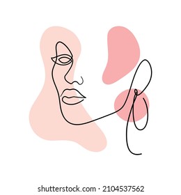 vector illustration portrait woman line face earrings