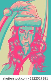 vector illustration of portrait of young beautiful woman