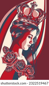 vector illustration of portrait of young beautiful woman