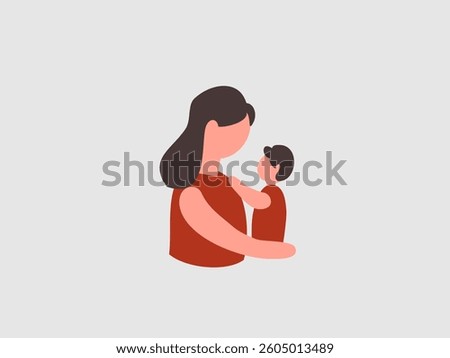 vector illustration portrays a mother holding her child in a loving embrace