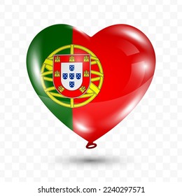 Vector illustration of a Portugal country love balloon on transparent background (PNG). Flying love balloons for Independence Day celebration.