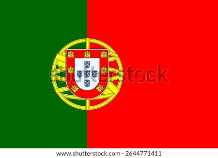 Vector illustration of Portugal flag showcasing the iconic shield and traditional colors.