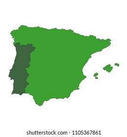 vector illustration of Portugal and Spain maps