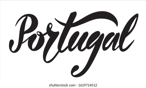 Vector illustration of Portugal text for logotype, t-shirt, banner, magazine, poster, decoration, postcard. Portugal calligraphy background. Portugal lettering. EPS 10.