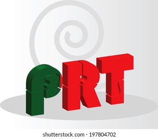 Vector illustration of Portuguese Flag in puzzle isolated on white background
