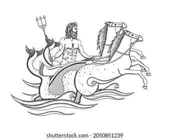 Vector illustration of Poseidon, the Greek God of the sea