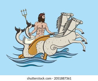 Vector illustration of Poseidon, the Greek God of the sea