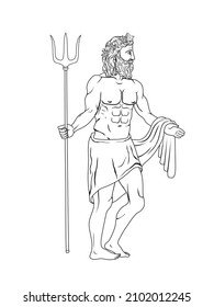 Vector illustration of Poseidon holding a trident