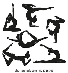 Vector illustration poses of yoga
Set of female silhouettes  doing yoga. Illustration symbolizes healthy lifestyle
