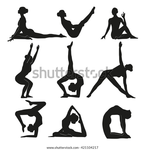 Vector Illustration Poses Yoga Set Female Stock Vector (Royalty Free ...