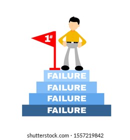 vector illustration positive businessman worker survive from failure flat design cartoon style