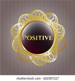 Vector Illustration of Positive gold emblem or badge
